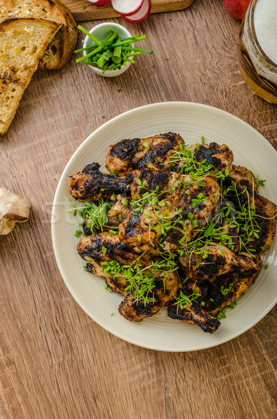 Grilled teriyaki chicken wings Stock photo © Peteer