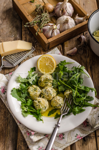 Ricotta dumplings with spinach Stock photo © Peteer