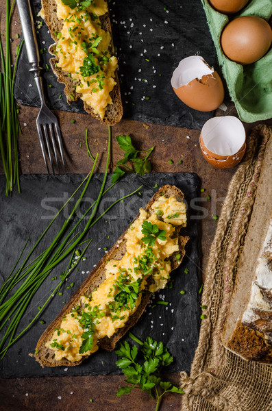 Сток-фото: травы · хлеб · зеленый · сыра · яйца