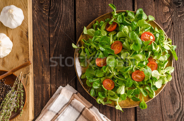 Lamb lettuce salad, tomatoes and herbs Stock photo © Peteer