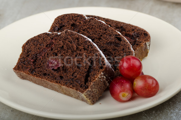 Chocolate cake with strawberries and grapes Stock photo © Peteer