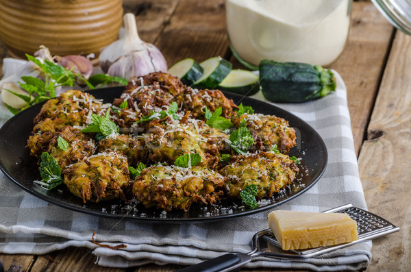 Courgette and Mint Fritters Stock photo © Peteer