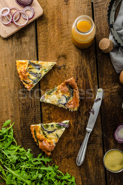 Polenta quiche with red onion and herbs Stock photo © Peteer