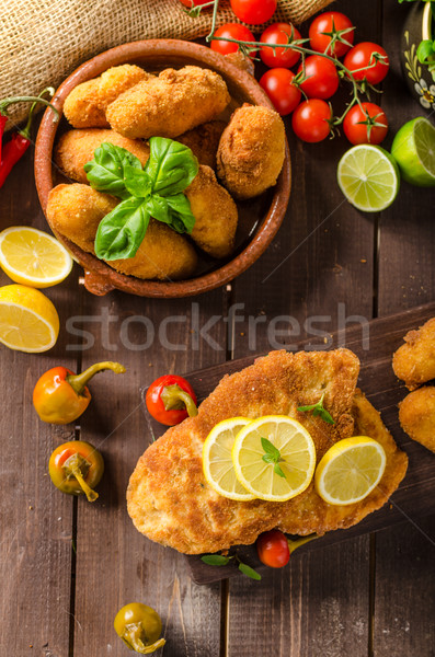 куриные домашний картофеля сыра чили фон Сток-фото © Peteer