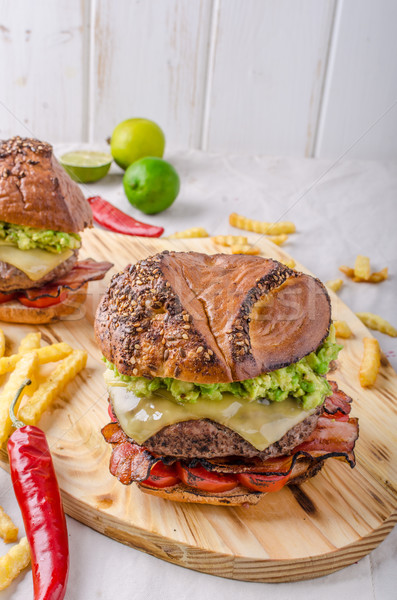 Beef burger with avocado dip Stock photo © Peteer