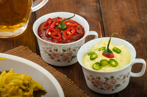 Onion bhajis, czech beer Stock photo © Peteer