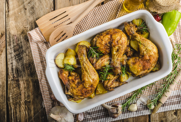 Festive slowly roasted chicken Stock photo © Peteer