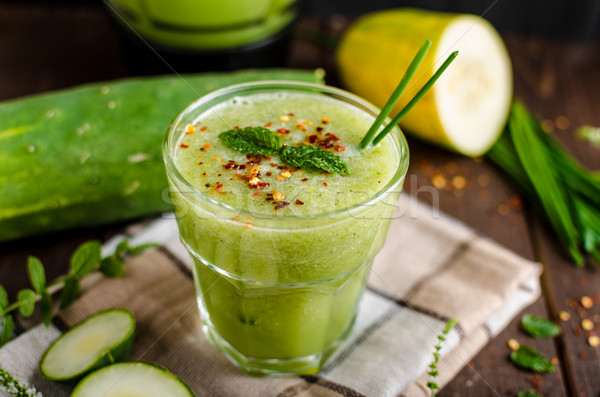 Cucumber smoothie with herbs and chili Stock photo © Peteer
