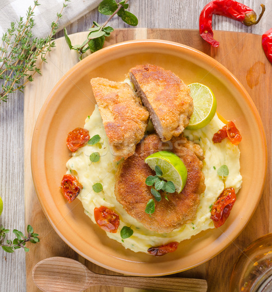 Foto stock: Carne · queijo · comida · fundo · jantar · cozinhar