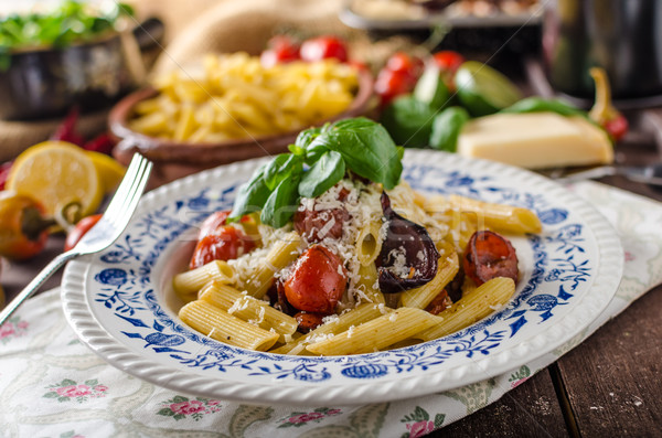 Foto stock: Macarrão · vegetal · simples · delicioso · queijo · parmesão