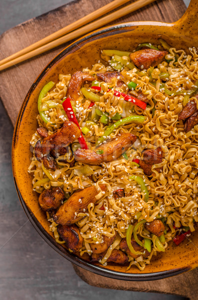 Chinese noodles with chicken Stock photo © Peteer