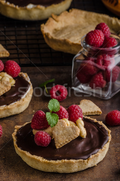 Chocolate tartalets with nuts Stock photo © Peteer