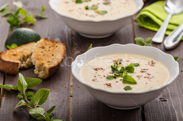 Creamy zucchini soup with chilli and oregano Stock photo © Peteer