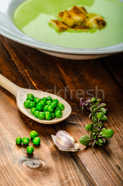 Soup of young peas Stock photo © Peteer