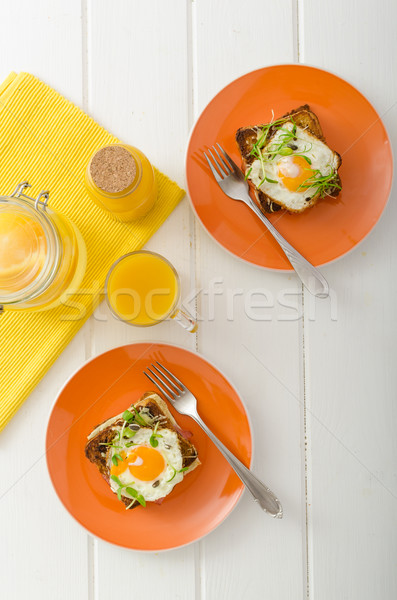 Croque Madame - french baked toast Stock photo © Peteer