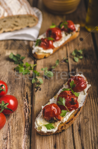 Stockfoto: Eigengemaakt · brood · tomaten · room · kaas