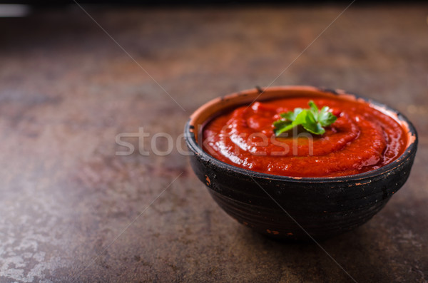 Hot sauce Chili Paprika Tomaten Petersilie top Stock foto © Peteer