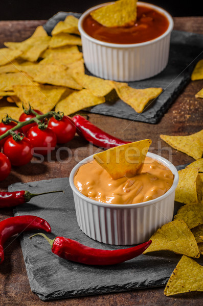 Tortilla chips with two dips Stock photo © Peteer
