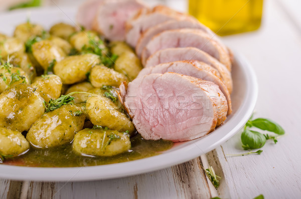 Carne de porco ervas temperos pesto comida fotografia Foto stock © Peteer