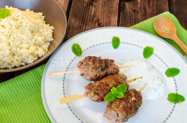 Beef kebab with with couscous Stock photo © Peteer