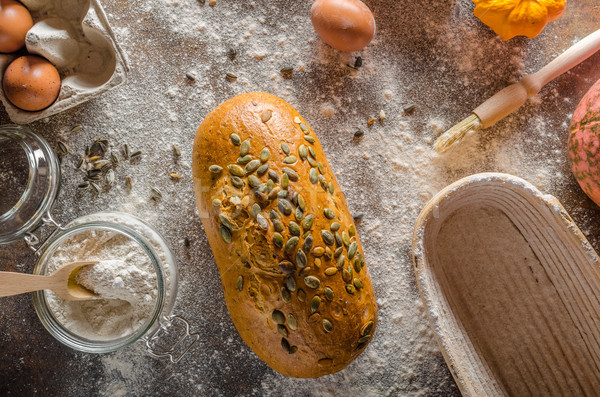 Házi készítésű sütőtök kenyér hely szöveg reklám Stock fotó © Peteer