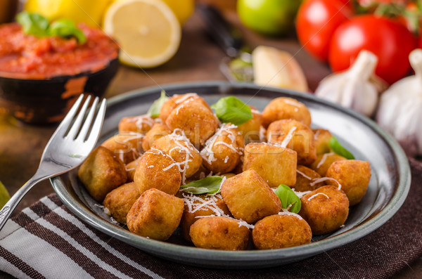 Golden fried mini croquette Stock photo © Peteer