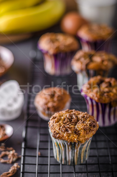 Banán teljes kiőrlésű muffinok egészséges finom csokoládé Stock fotó © Peteer