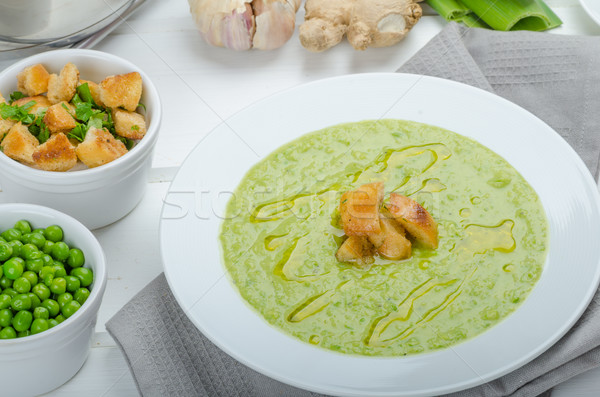 Soup of young peas Stock photo © Peteer