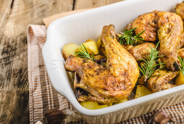 Festive slowly roasted chicken Stock photo © Peteer