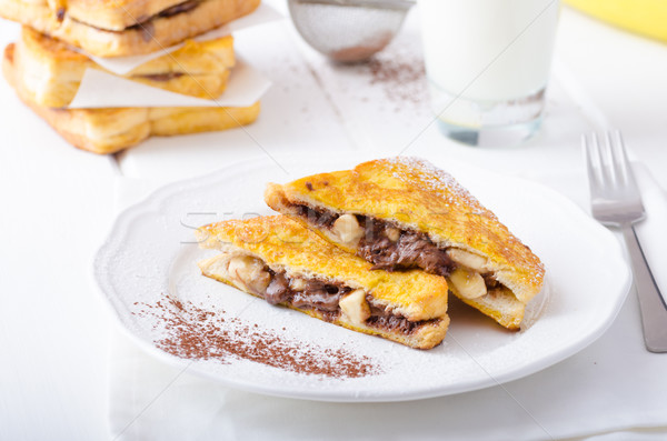 French toast stuffed with chocolate and banana Stock photo © Peteer