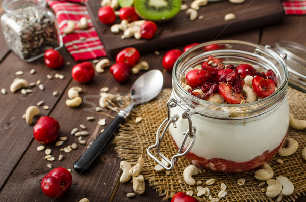 Nacional cereza yogurt preguntarse semillas frutas Foto stock © Peteer