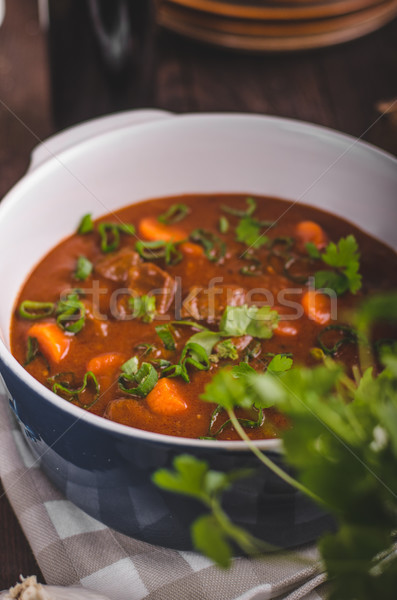 Ragoût de boeuf carottes alimentaire photographie herbes à l'intérieur [[stock_photo]] © Peteer