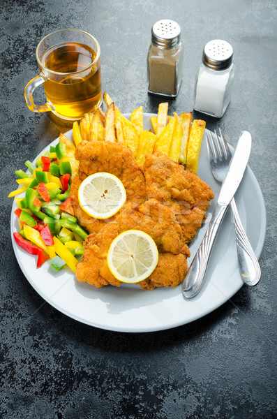 Schnitzel with french fries Stock photo © Peteer