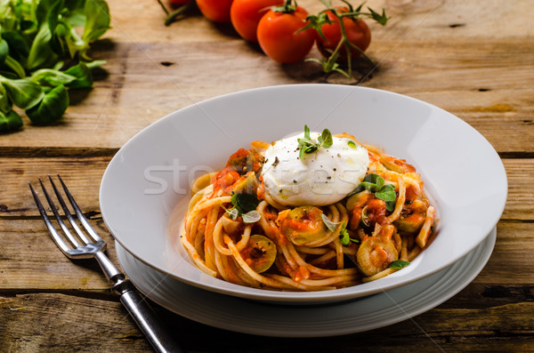 итальянский пасты яйцо томатный пряный свежие Сток-фото © Peteer