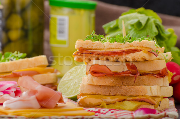 Reuben sandwich with cabbage, beef and spicy dressing Stock photo © Peteer