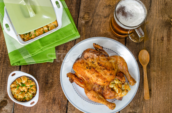 Pollo alla griglia ripieno birra tutto erbe Foto d'archivio © Peteer