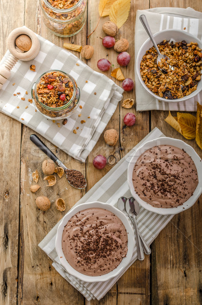 Stock fotó: Csokoládé · puding · sült · granola · finom · kezdet