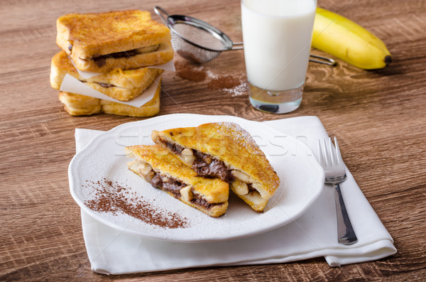 French toast stuffed with chocolate and banana Stock photo © Peteer