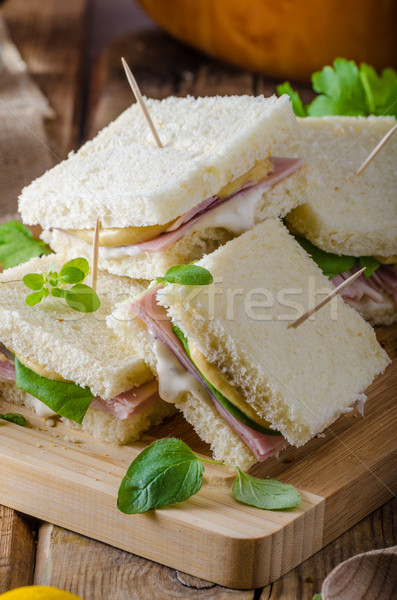 Bio Sandwich Käse Schinken grünen Stock foto © Peteer
