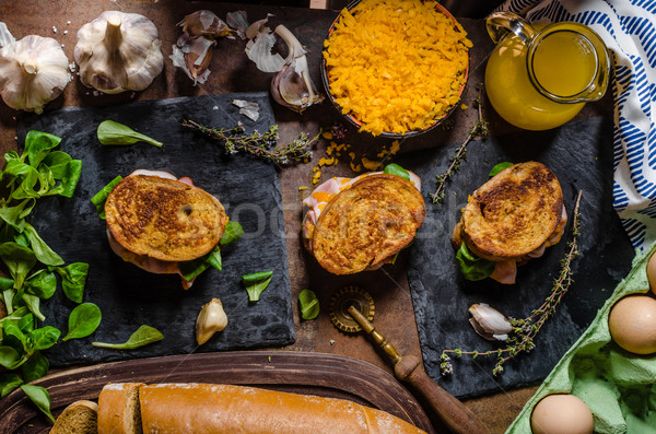 Frans toast ham kaas gesmolten binnenkant Stockfoto © Peteer