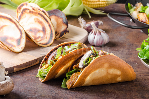 Stock photo: Homemade chicken tacos