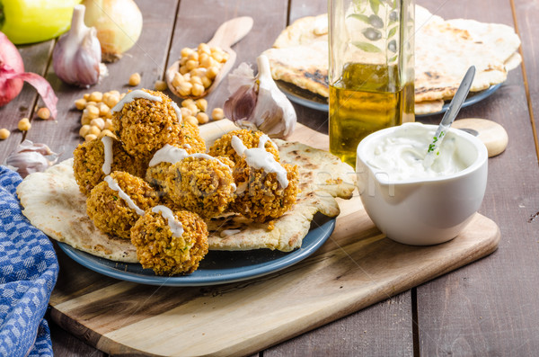 Brood knoflook saus voedsel groenten Stockfoto © Peteer