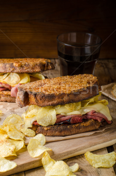 Fransız tost tuzlu stil et cips Stok fotoğraf © Peteer