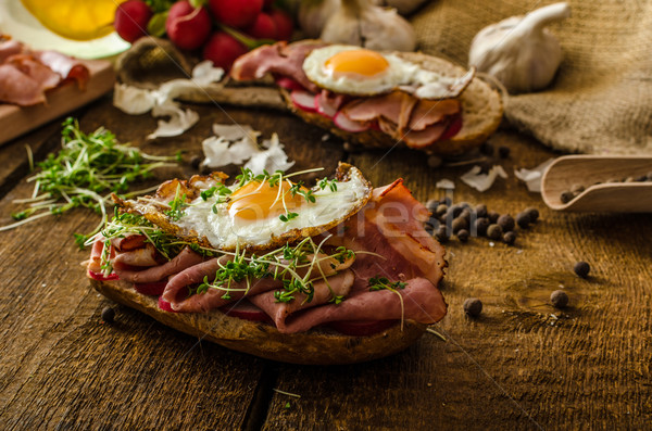 Smoked ham sandwich, rustic bread Stock photo © Peteer