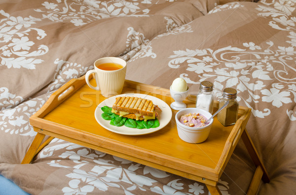 Reggeli ágy legjobb kezdet reggel kávé Stock fotó © Peteer