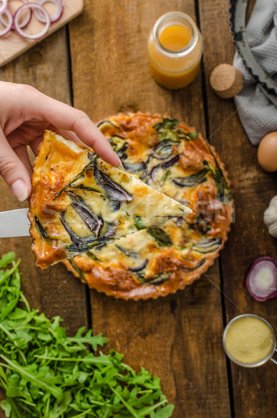 Polenta quiche with red onion and herbs Stock photo © Peteer