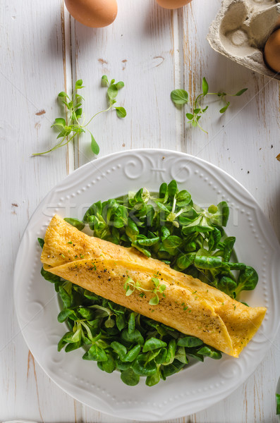 Stock photo: True French omelette with salad