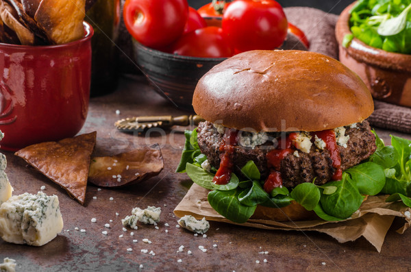 Beef burger with blue cheese Stock photo © Peteer