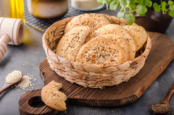 Foto stock: Caseiro · cominho · simples · delicioso · comida · fundo