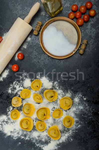 Homemade pasta tortellini stuffed Stock photo © Peteer